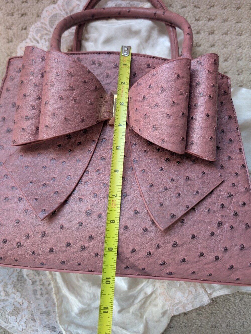 Pink Bow Accent Women's Handbag